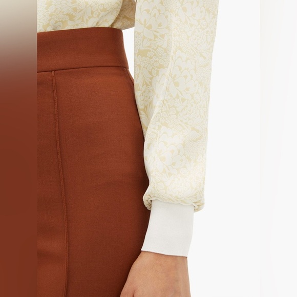 NWT Chloe Floral-Jacquard Tie-Neck Faux-Wrap Cream Blouse IT 36 (US 0) - Picture 6 of 16